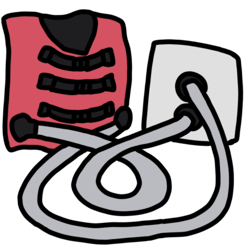 A red chest wall oscillation vest